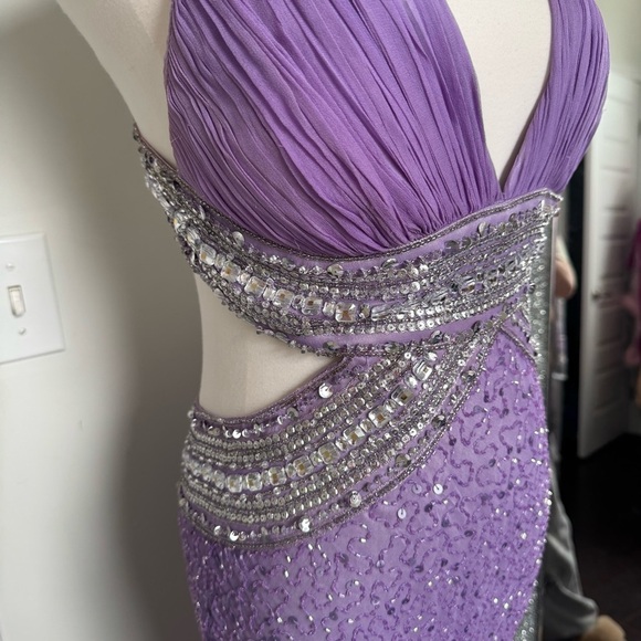 Vintage 100% silk Elegant Purple Gown crystal fairycore luxury glam 4 prom - Picture 13 of 15